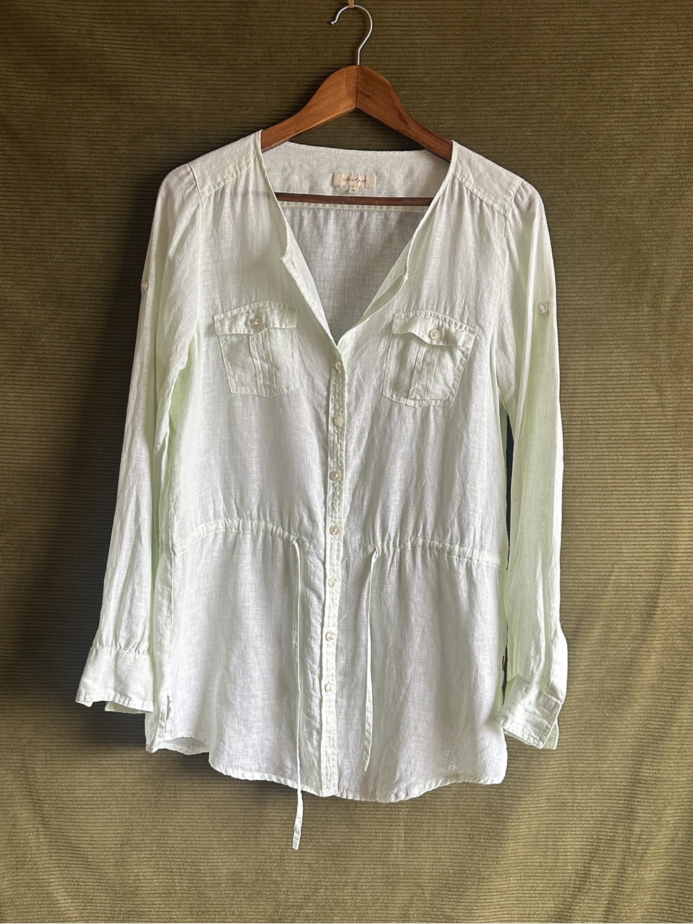 Jackpot 100% Linen Striped Drawstring Utility Blouse (Denmark)